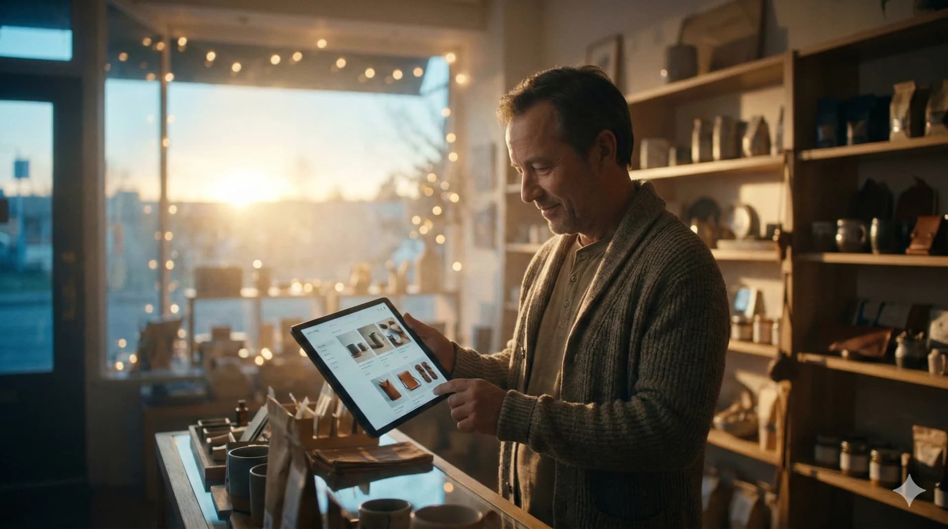 Einzelhändler mit professionellem Online-Shop auf dem Laptop