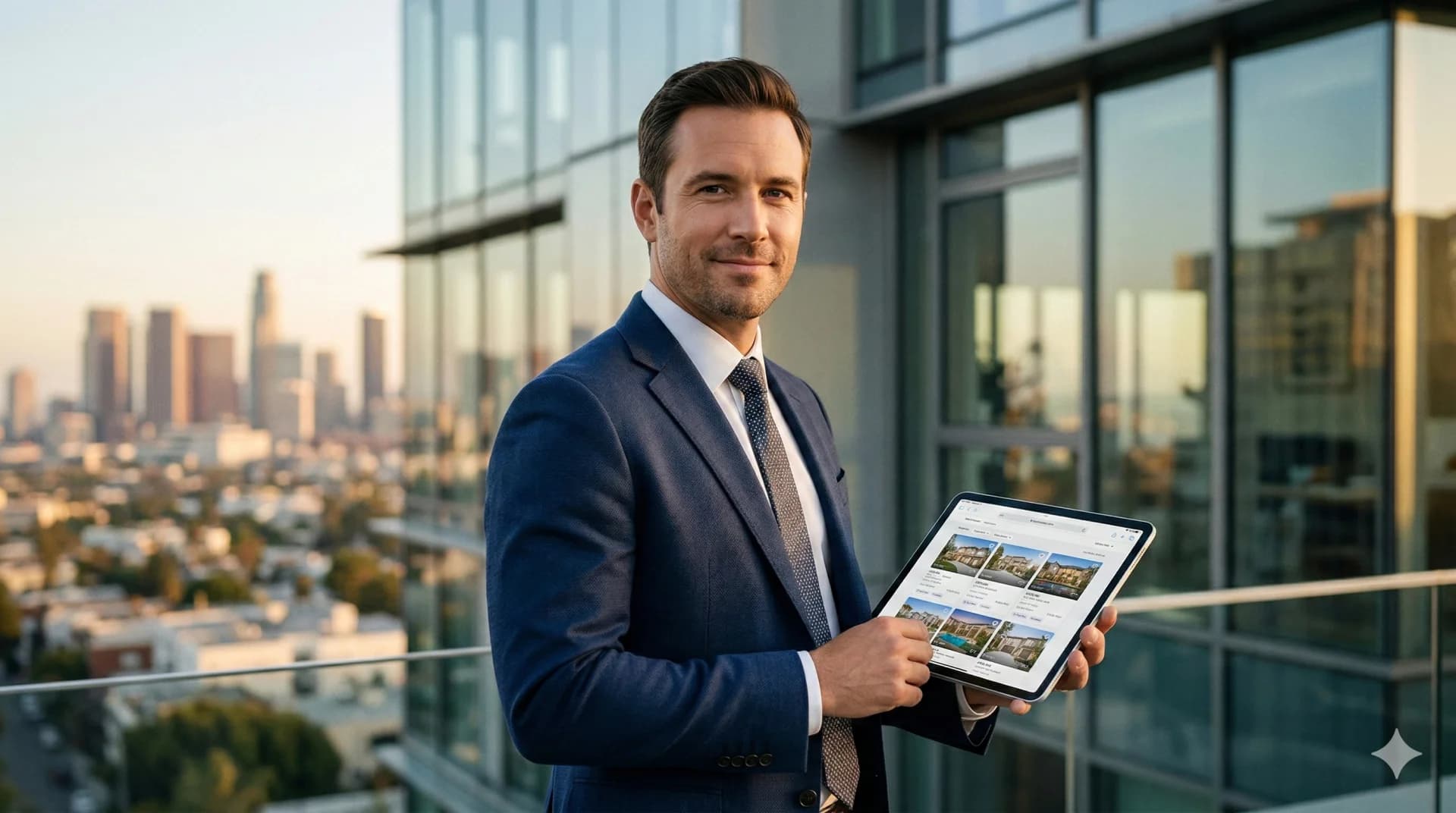 Immobilienmakler mit professioneller Website für Objekt-Listings und Exposés